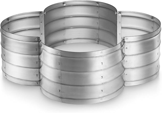 Plant &amp Plot Galvanized Raised Garden Beds Outdoor // 3×3×1 ft Planter Raised Beds for Gardening Vegetables Flowers // Large Metal Garden Box (Silver) // Patented Tool-Free Design