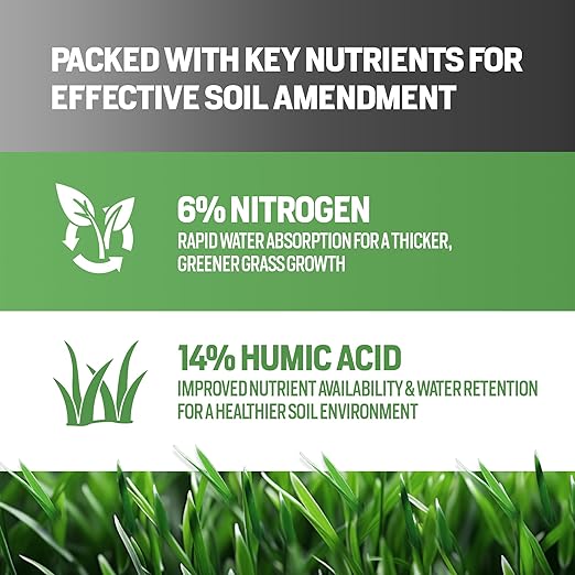 1 Gallon Liquid Lawn Fertilizer - Covers 16000 sq. ft. NitroHume Nitrogen Liquid Fertilizer for Lawns Humic for Healthy Soil - Ideal Grass Food for Lawn Plant Food for Grass Greener Growth