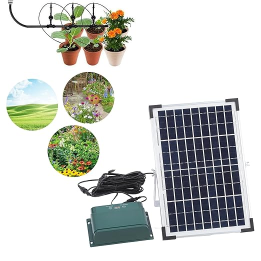 Solar Automatic Drip Irrigation Kit Solar Powered Auto Easy DIY Watering Device18V 10W W aterproof Solar Powered Watering Gardening System