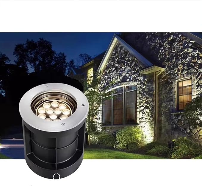LED Ground Lights Embedded Underground Ljus IP66 Waterproof Low Voltage AC12/24V Adjustable Angle Landscape Light for Driveway Deck Patio Yard Garden Outdoor Spotlight