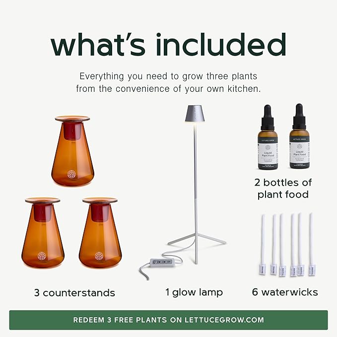Counterstand Set Herb Grower Indoor Kit with LED Light - Space-Saving Hydroponics Growing System Customizable Light Settings 3 Counterstands - Easy-to-Maintain Indoor Growing Kit