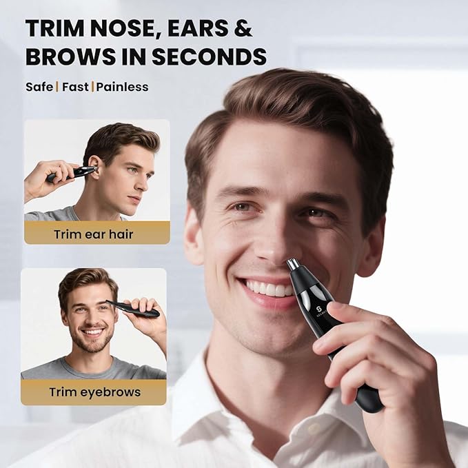 Ear and Nose Hair Trimmer for Men 2025 Professional Painless USB Rechargeable Eyebrow &amp Facial Electric Hair Trimmer for Men Women Powerful Motor Dual Edge Blades IPX7 Waterproof Easy Clean