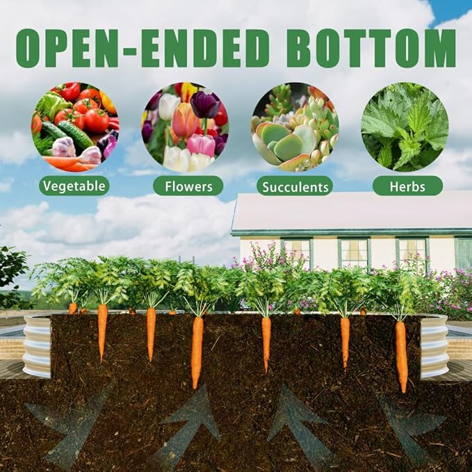 Heavy Duty Galvanized Steel Raised Garden Bed for Outdoor Vegetables Flowers and Herbs – Rust Resistant Durable &amp Easy to Assemble (2Pcs 8x4x1ft)