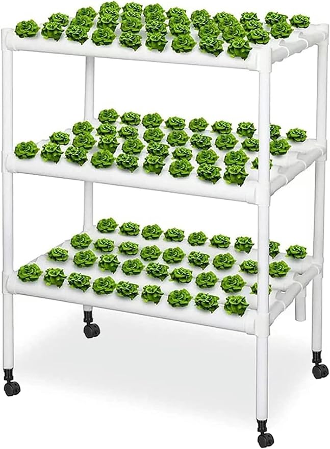 Hydroponic Grow Kit Hydroponics Growing System 3 Layers 108 Plant Sites Food-Grade PVC-U Pipes Hydroponic Planting Equipment with Water Pump Gift for Gardening Lover-//