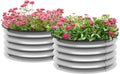 Galvanized Raised Garden Bed Set of 2 Silver - Grow Flowers Herbs Vegetables Outdoor Plants