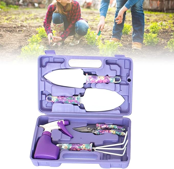 Garden Tools Set Metal Plastic Comfortable Hand Feel Gardening Kit Multifunctional Gardening Tool Set for Yard Care Children's Living Practice(Color 2)