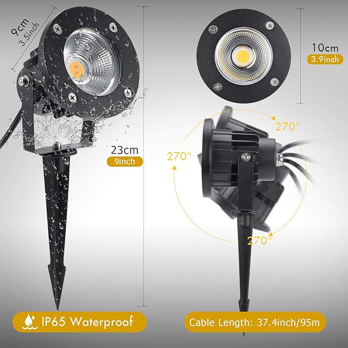 Led Landscape Light High Power 18W 120V AC Warm White Waterproof Landscape Spotlights for YardPatioLawn Wall FloodDriveway (2 Packs)