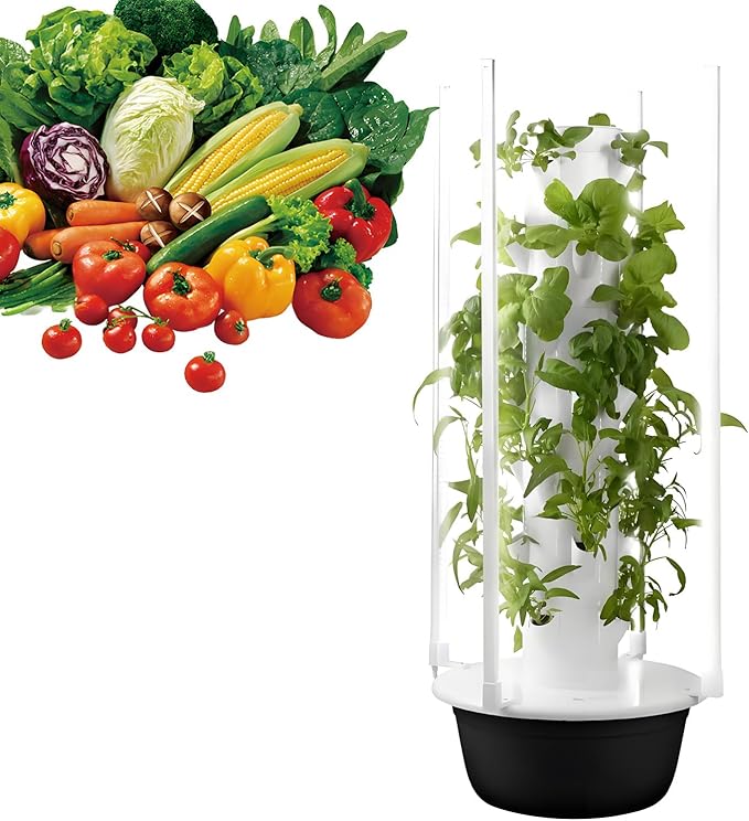 20/28/36 Pods Hydroponics Growing System Kit Vertical Garden Planter with Grow Lamp Adjustable Hydroponic Garden Hydroponics Growing Tower 7layers