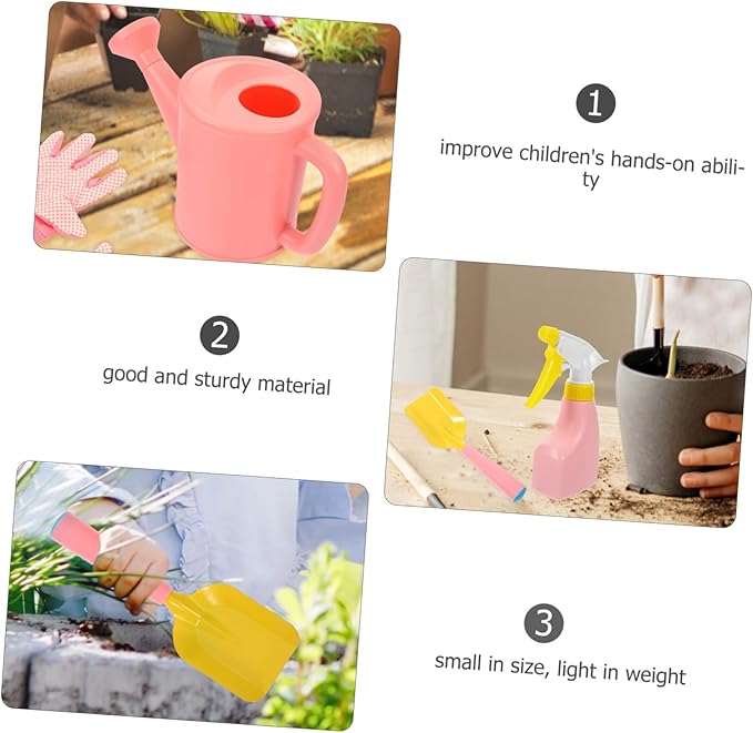 1set Boy Girl Gardening Tool Set Gardening Tools for Boy Girl Includes Rake Shovel Watering Can Gloves and Apron for and Learning