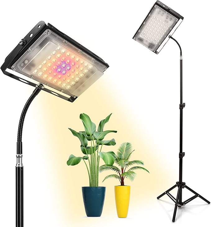 Plant Light for Indoor Plants 150W LED Full Spectrum Floor Plant Lights with Stand 4 Adjustable Levels House Plants Light IP65 Waterproof 18-47Inch Seedling Grow Light (Garden Gloves Included)