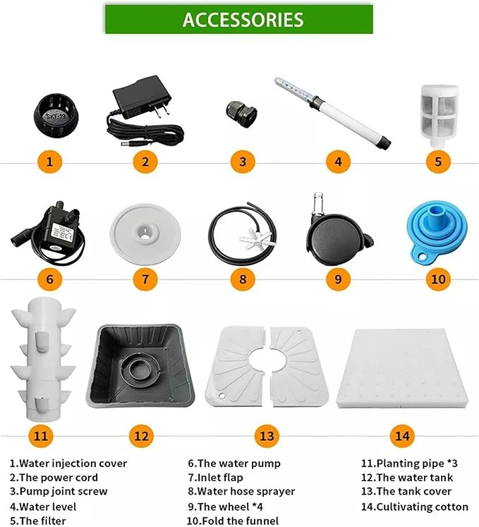 Hydroponic Culture Kit Garden Inner Garden of Hydroponic Tower 15 Layers 45 Plant Sites Vertical Hydroponic Tower with Pump and Mobile Water Tank
