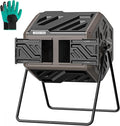THEGROW'ING Updated 43 Gallon Compost Bin Outdoor Fast Assemble Tumbling Composter Dual Chamber Composter Tumbler Rotating Compost Bin for Outside Backyard Garden and Yard Coffee