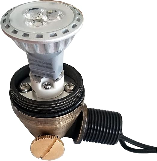 Professional Quality 12V Outdoor Landscape Light Constructed of Solid Brass. Mini-SPOT MR11 12V Fixture Wire and Spike