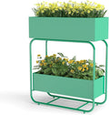 AIIT 2-Tier Metal Raised Garden Bed Planter Box with Drainage Double Layer Flower Stand for Vegetables and Herbs Indoor Outdoor