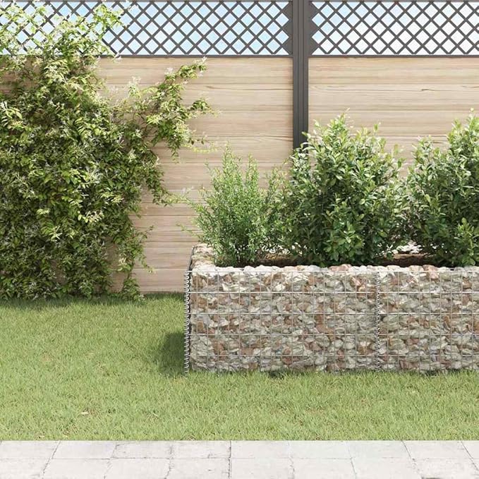 Outdoor Steel Gabion Raised Bed Garden Gabion Basket Planter Wire Fencing Galvanized Steel Patio Flower Plant Basket Mesh Fence 141.7x35.4x19.7-968