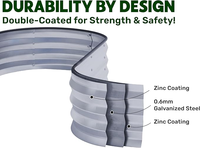 Galvanized Raised Garden Bed Outdoor // 4×2×1 ft Planter Boxes Raised Beds for Outdoor Plants Vegetables Gardening // Large Metal Raised Garden Bed Kit (Silver)