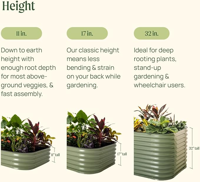 Vego garden 11 Tall 42 Round Raised Garden Bed Metal Raised Bed Planter Box for Vegetables Flowers Patio Pearl White