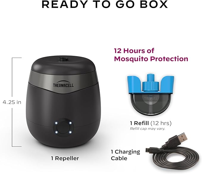 Thermacell E-Series Rechargeable Mosquito Repeller with 20’ Mosquito Protection Zone Bug Spray Alternative Scent Free