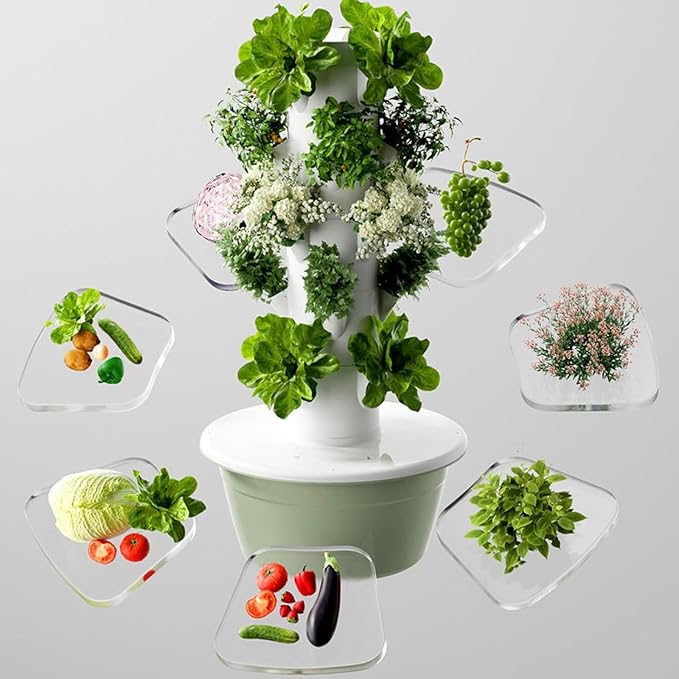 Hydroponic Growing TowerVertical Planter Tower with LightsOutdoor Indoor Vertical Planter System KitGift for Gardening LoverVegetable Plant5Layer