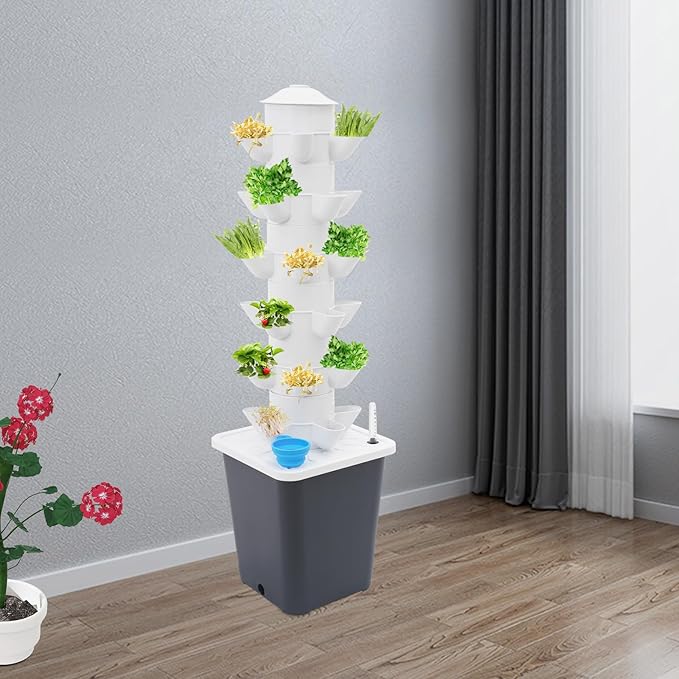 Hydroponic Tower Growing System Kits 30 Pods Vertical Indoor Gardening System for Fruits Vegetables Herbs