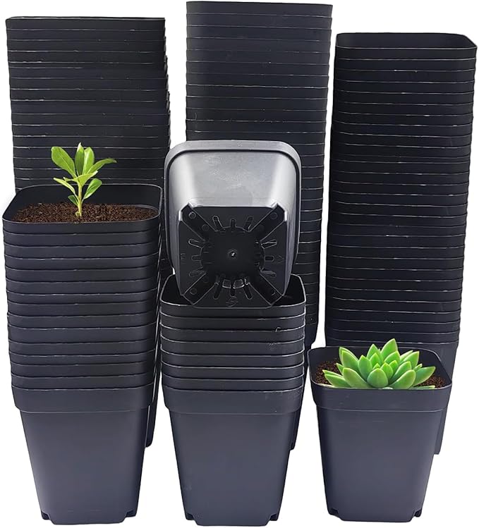 Square Nursery Pots 2.7 Inch Seed Starting Pot with Drainage Small Plastic Plant Pots Flower Planter (Black 1200pcs 2.7 1200P)
