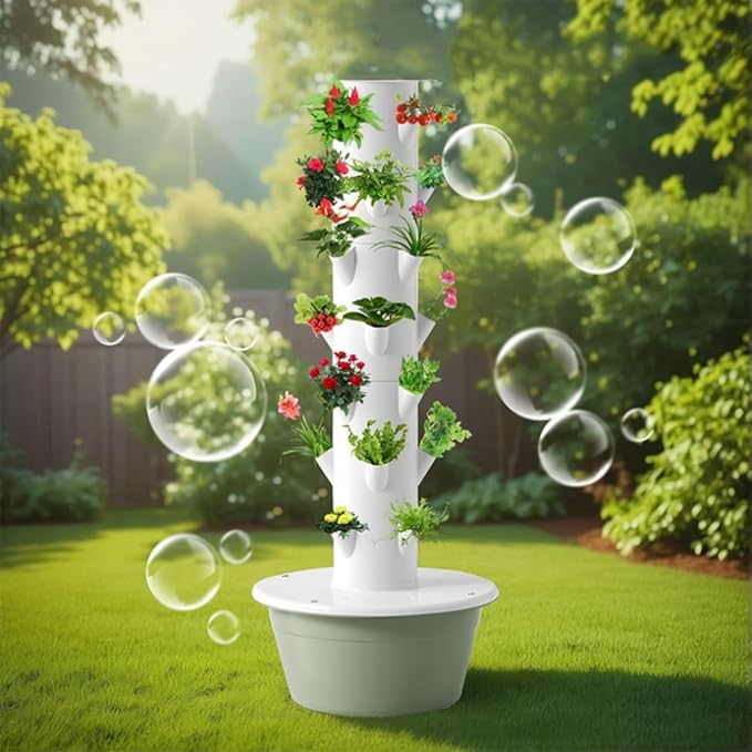 Hydroponics Growing System Indoor Garden Vertical Hydroponic Tower with Water Pump New Customized ABS Material for Herbs Fruits Vegetables(7 Layers)
