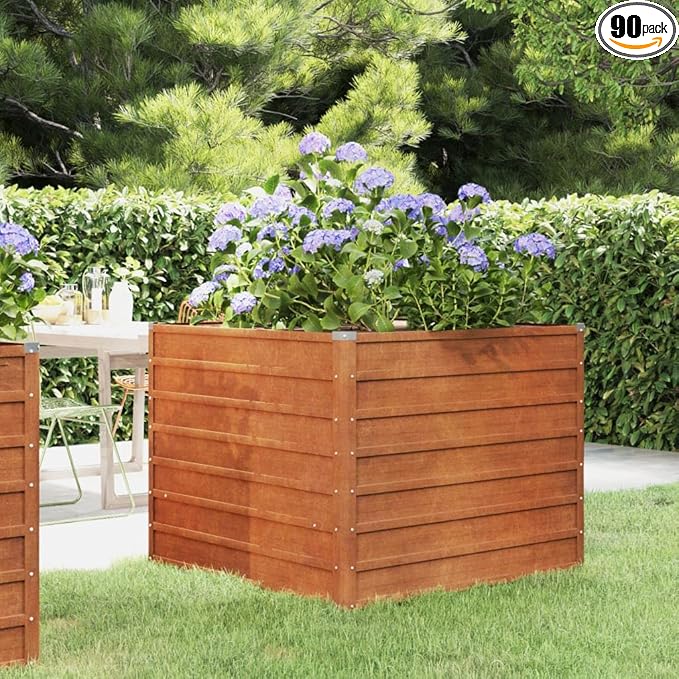 Garden Raised Bed Rusty Corten Steel Large Garden Raised Bed Succulent containers Cactus planters Drainage pots for Outdoor Balcony