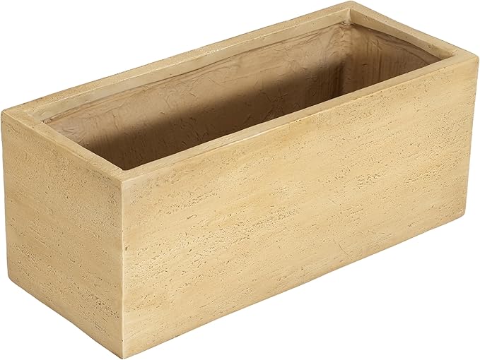 Handmade Rectangle Planter Box Travertine Beige HX732
