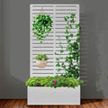 Metal Raised Garden Bed with TrellisPlanter Box for Climbing Plants Vegetables &amp Vines Features Drainage Holes and Privacy Screen.raised garden beds outdoor planters for porch (White 71x35x1