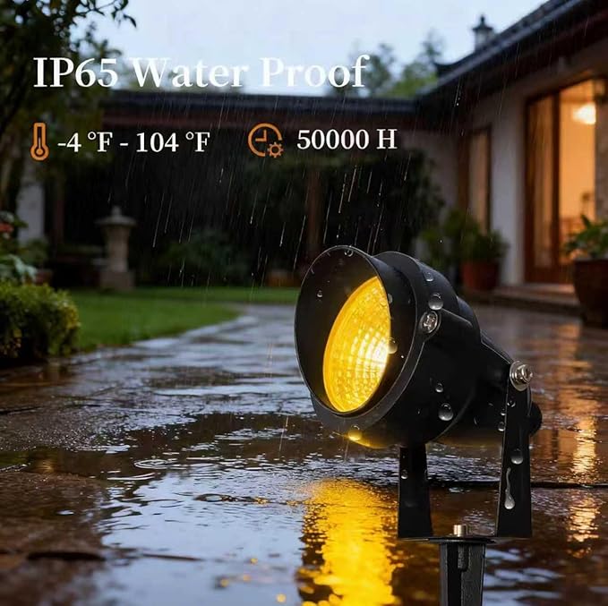 Christmas RGB and Warm White Spotlights with Timer 15W Individual Control Halloween Spot Lights Outdoor IP65 Waterproof Landscape Spotlight for Yard Garden 3 Lights