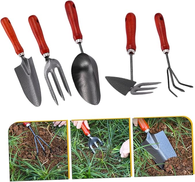 DOITOOL Multipurpose Garden Tool with Shovel Hoe and Rake for Flower and Vegetable Planting Outdoor Gardening Tools for Easy Digging and Soil Cultivation