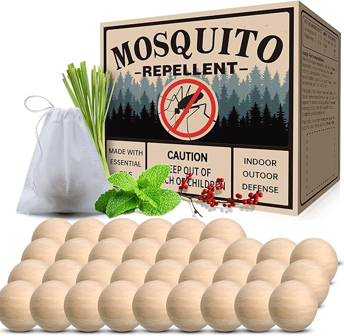 Mosquito Repellent 33 Balls – Mosquito Repellent Outdoor Patio &amp Indoor Natural Mosquito Deterrent for Yard Patio Camping &amp Travel