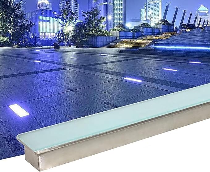 Ground LED Landscape Lights Outdoor Buried Lights - IP67 Waterproof Recessed Floor Spotlight DC 24V Low Voltage Long Strip Recessed Wall Lamp(Red12W-100 * 10 * 6cm)