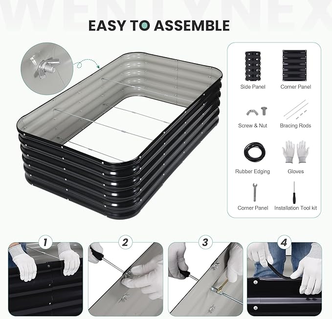 5×3×1.4FT Galvanized Raised Garden Bed Outdoor Metal Raised Garden Bed Kit Large Planter Raised Beds 4 In1 Modular Raised Planter Box OutdoorRaised Beds for Gardening for Vegetables Flowers Herbs