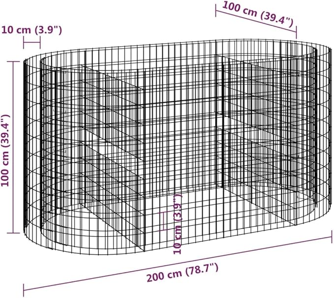 Gabion Raised Bed Galvanized Iron 78.7x39.4x39.4 Garden Raised Flower Planter Box Elevated Garden Beds Outdoor Durable Metal Planter for Patio Yard and Vegetable Gardens