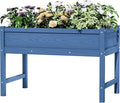 HDPE Raised Garden Bed with Legs Outdoor All-Weather Elevated Planter Box Raised Beds for Seeds Herb Flower Vegetable (Navy Blue)