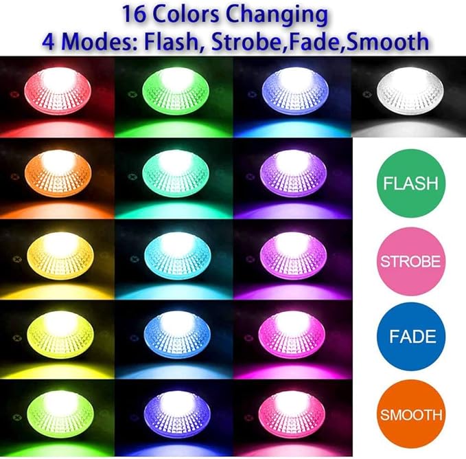 Pack of 2 Outdoor LED Landscape Lights Waterproof Spotlight with Spike Stand and Plug for Driveway Outdoor Lawn Lighting Flood Garden Yard (6W Plug RGB)