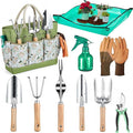 Heavy Duty 10-Piece Garden Tool Set Rust-Proof Stainless Steel Gardening Hand Tools Ergonomic Non-Slip Grips Ideal Gardening Gifts for Women &amp Men – Gardening Essentials (Green)