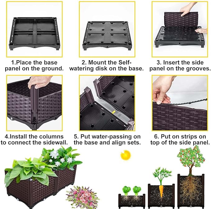 YSUEFIJO Raised Garden Bed Planter Raised Garden Bed Outdoor Planter Box for Outdoor Plants Planter Raised Beds for Vegetables Easy Assembly for Flowers Herbs Fruits