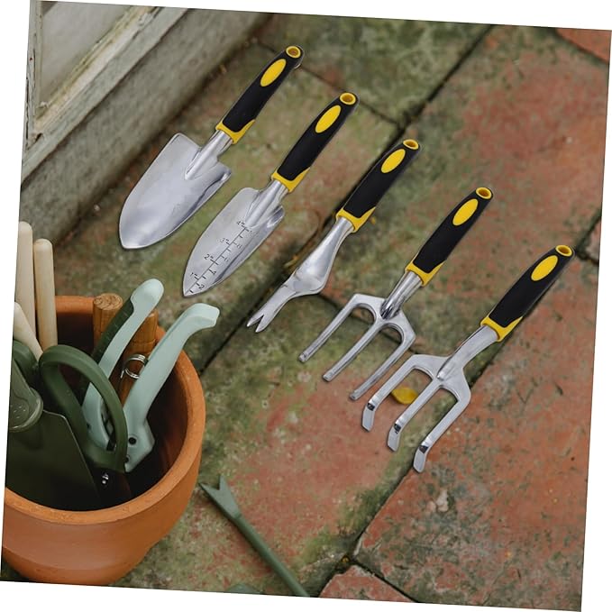 Mikikit 1set Multi-use Garden Tool Set Gardening Shovel Trowel Hand Fork and Rake for Efficient Planting and Soil Cultivation Lightweight and Portable