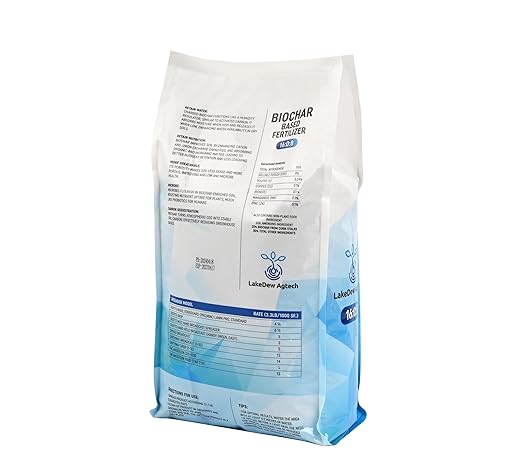 LakeDew Biochar Lawn Fertilizer 16‑0‑8 – Moisture Retention &amp Microbial Boost – Fix New Construction or Sandy Soils – Eco‑Friendly Covers 2500‑6000 sq ft