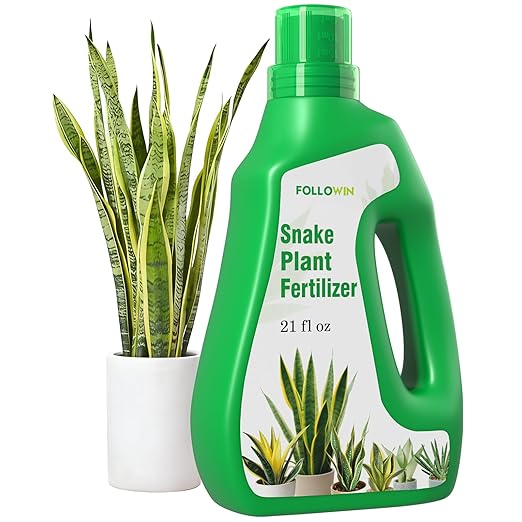 FOLLOWIN Snake Plant Liquid Fertilizer 3-1-2 NPK Chelated Plant Food for Sansevieria Quick-Dissolve Concentrate with Micronutrients 21oz Bottle with Measuring Cap