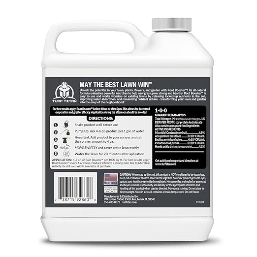 Turf Titan Root Booster Liquid Probiotic for Lawn and Garden (32 oz) with Hose End Sprayer – Improves Nutrient Uptake in Compacted &amp Clay Soil – Supports Stronger Roots – Covers 6000 Sq Ft