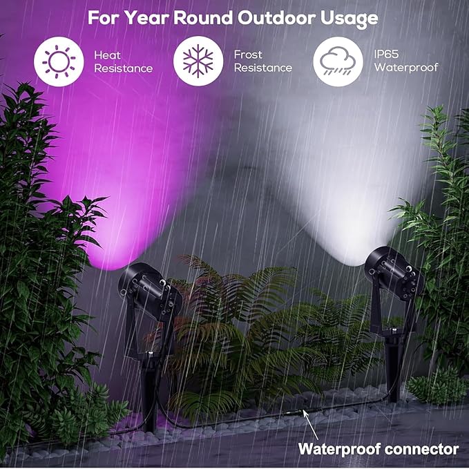 SUNTHIN Outdoor Landscape Lighting with Remote RGBW Color Changing Spot Uplights 16 Pack