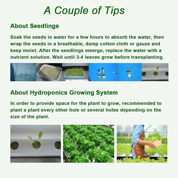 INTBUYING Hydroponic 36 Holes Plant Site Grow Kit Garden System Vegetable Horizonal with Wheel 110V Pump-4 Pipes 2 Layer