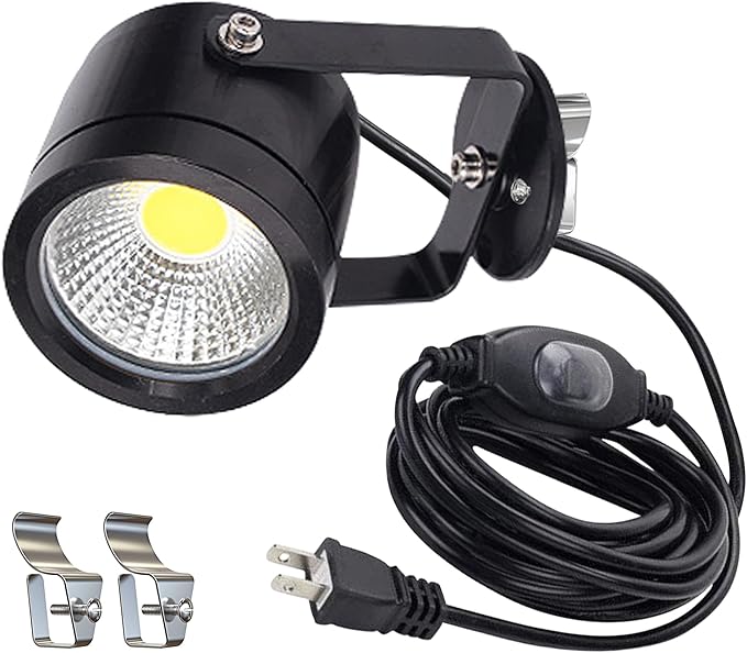 Kiven Plug in LED Indoor/Outdoor Waterproof Spotlight with 9.84 FT Plug-in Cord 3 Watts Plug in Accent Light with Vinly Siding Hooks for Plants Porch GardenVinly Siding(Warm White) Black Finish