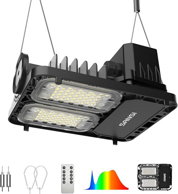SANSI Grow Lights for Indoor Plants 70W Full Spectrum Plant Lights for Indoor Growing High PPFD IP65 Dimmable LED Growing Lamp for Seed Starting Grow Tent Light 2x2 Auto On/Off Timer Remote Control