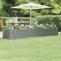 Garden Raised Bed Powder-Coated SteelGreenhouse PlanterDecorative Patio PlantersPatio Raised BedsVegetable PlantersHerb Plantersfor HerbsDeep-Rooted Vegetables116.5x31.5x14.2 Gray