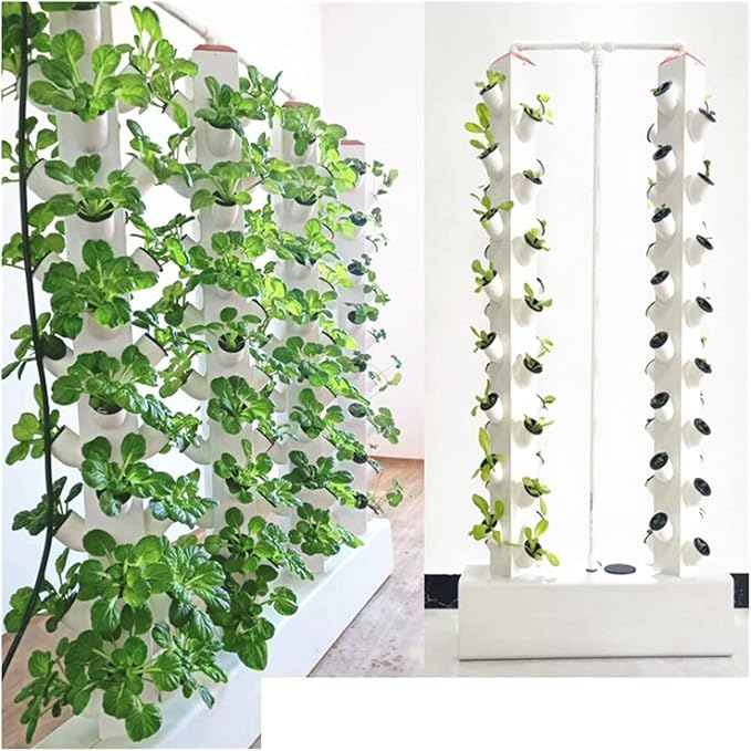 Hydroponic Tower Growing Sytem Hydroponic Tower Growing Sytem Indoor Vertical Hydroponics Tower Gardeeroponic Growing System Kit Planting Frame for Fruits Vegetables Herbs White Easy T
