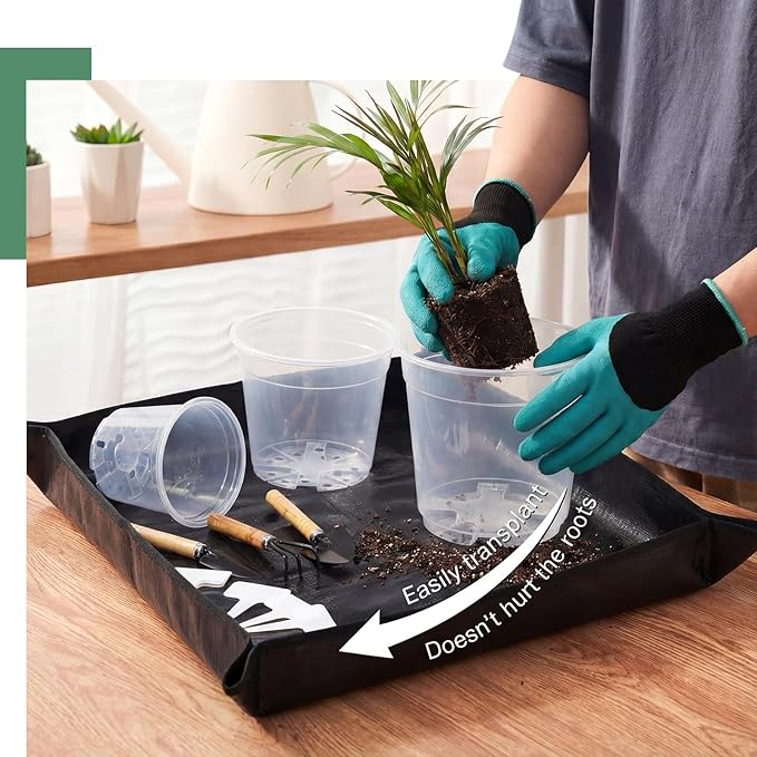 83 Pcs Garden Supplies Tools Kit 5/6/7 Inch Clear Plastic Plant Pots with Transplanting Mat Trowel Cultivator Rake Set Label &amp Glove Succulent Tools Gift for Plant Lovers Accessory